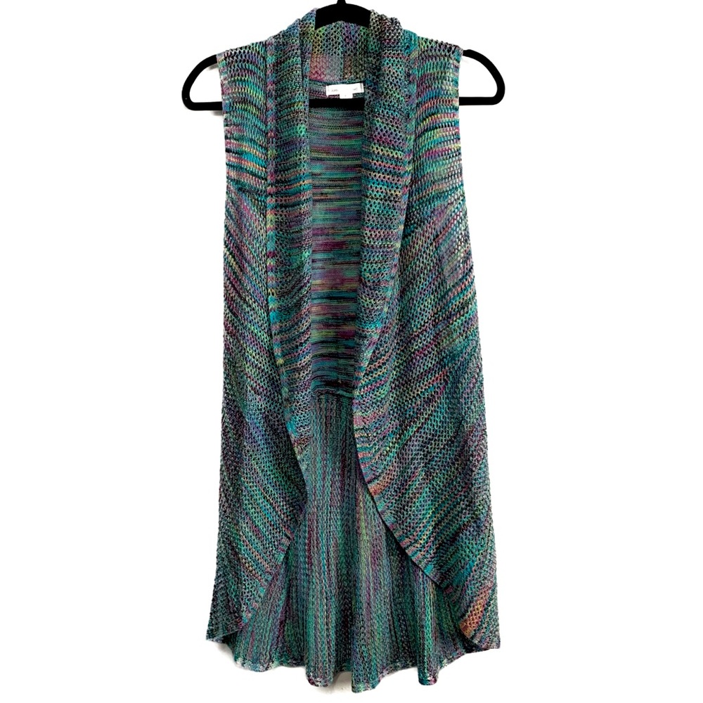 JohnPaulRichard Multi-Colored Knit Open Draped Sleeveless Cardigan
